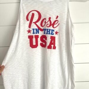 Miken White Tank Top with Red and Blue USA Print